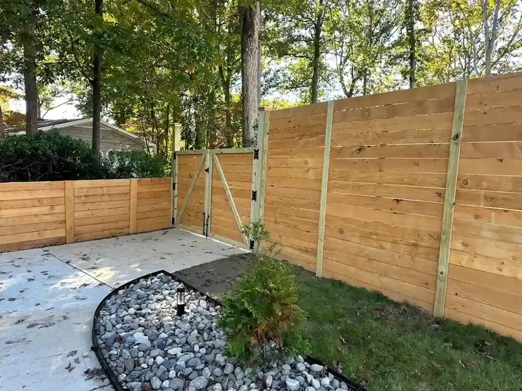 Horizontal Privacy Wood Fence with Z-Frame Gate Raleigh