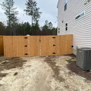 Dog-Ear Privacy Wood Fence with Double Gate Raleigh