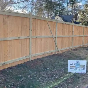 Flat-Top Privacy Wood Fence with Horizontal Reinforcement in Raleigh