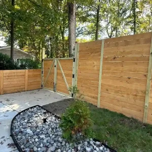 Horizontal Privacy Wood Fence with Z-Frame Gate Raleigh