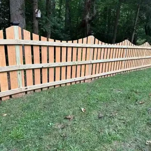 Scalloped Picket Wood Fence with Horizontal Rails Raleigh