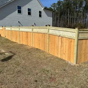 Step-Down Privacy Wood Fence with Lattice Top Raleigh