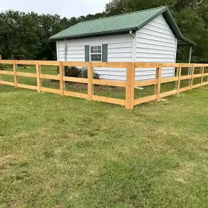 Three-Rail Split Rail Wood Fence with Welded Wire Raleigh