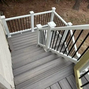 Wharf Trex Composite Deck Staircase with White and Black Modern Railing in Raleigh